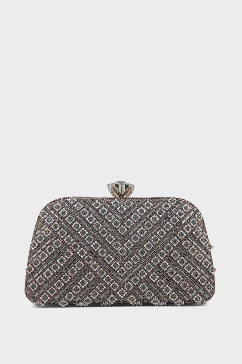 Party Wear Clutch BK4118-Silver