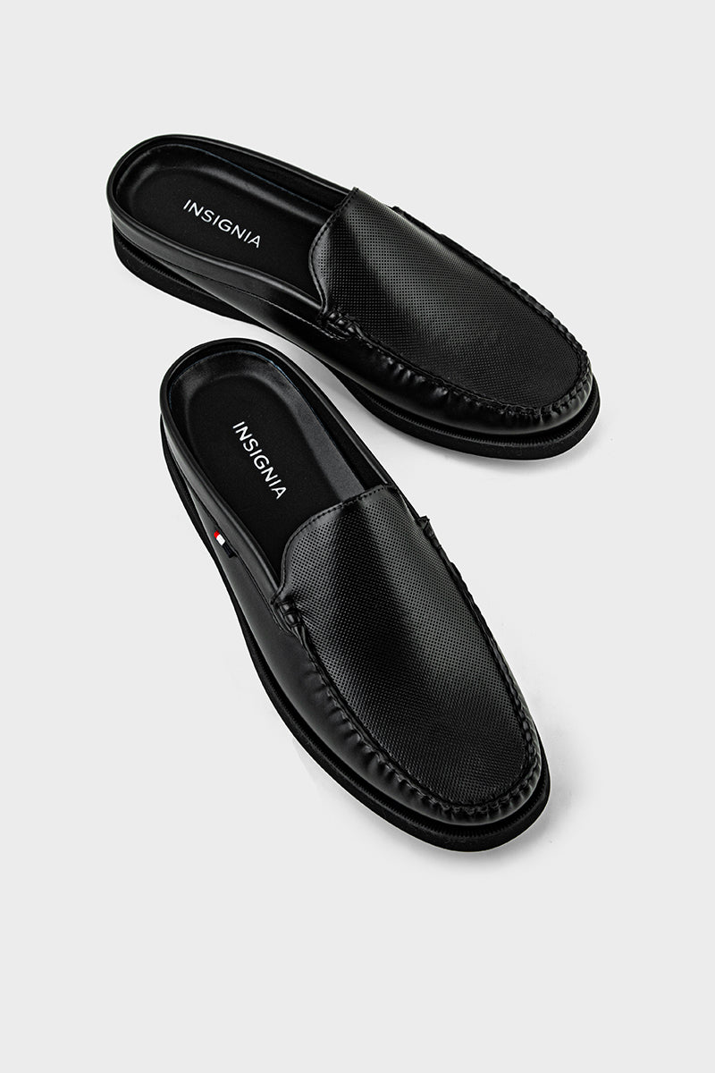 Men Casual Back Open Moccs MC6502-Black