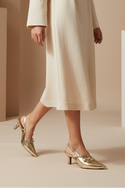 Buy Gold Sling Back IP4033 | Stylish Party Shoes