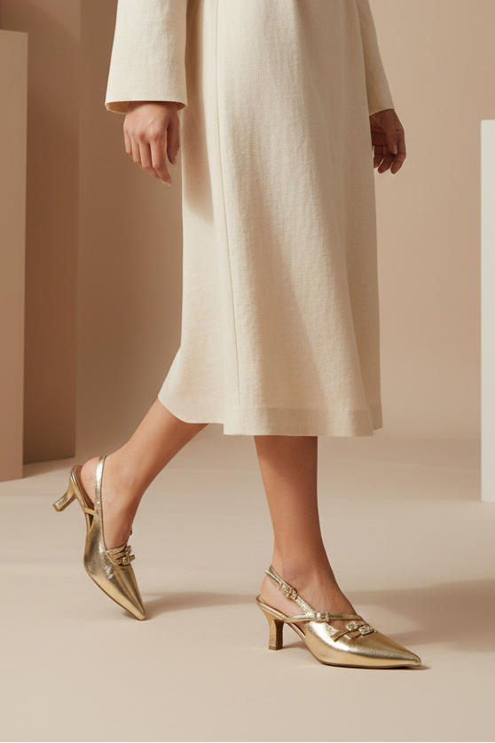 Buy Gold Sling Back IP4033 | Stylish Party Shoes