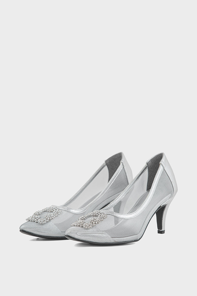 Party Wear Court Shoes IP5024 Silver