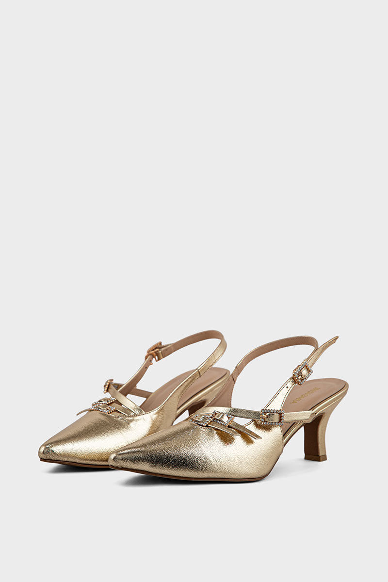 Shop Gold Sling Back IP4033 | Stylish Party Shoes