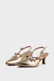 Shop Gold Sling Back IP4033 | Stylish Party Shoes